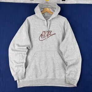Nike Vintage Center Swoosh Hoodie Gray Tag Embroidered Logo Canada Made Men XL